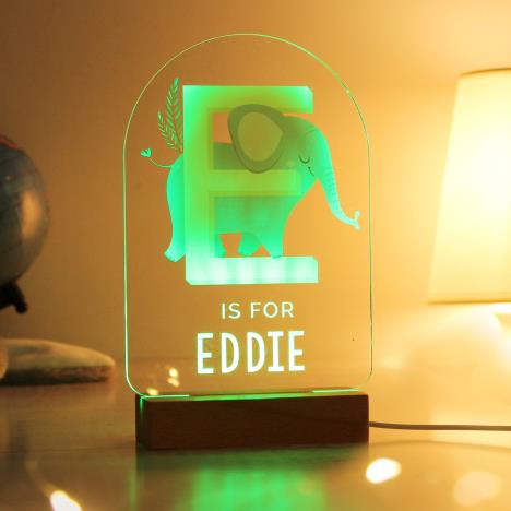 Personalised Animal Alphabet Wooden Based Colour Changing LED Light Extra Image 1